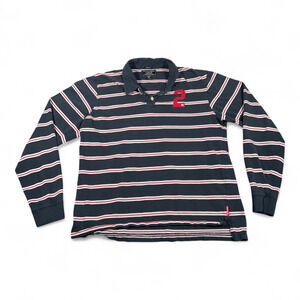 Vintage Abercrombie Fitch Polo Shirt Adult LARGE Blue Striped Muscle Preppy 90s